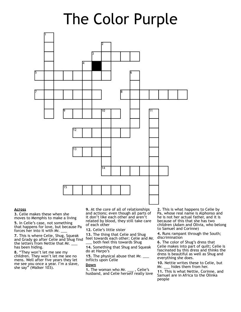 The Color Purple Crossword