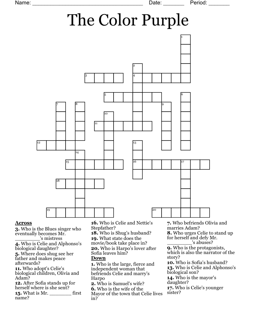 The Color Purple Crossword