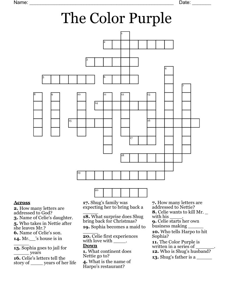 The Color Purple Crossword