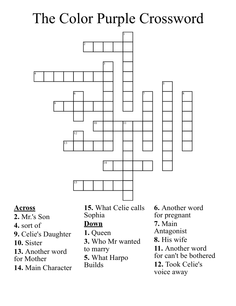 The Color Purple Crossword