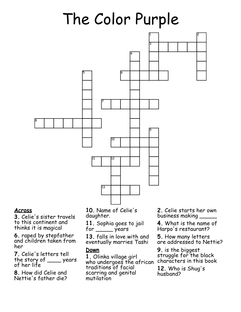 The Color Purple  Crossword