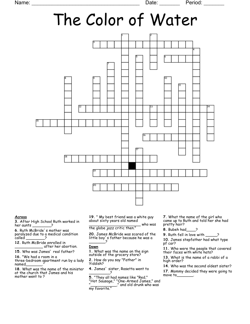 The Color of Water  Crossword