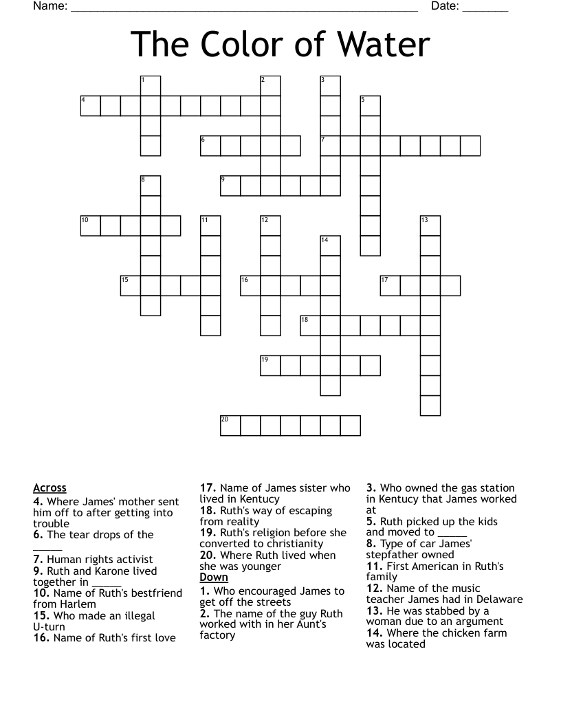 The Color of Water  Crossword