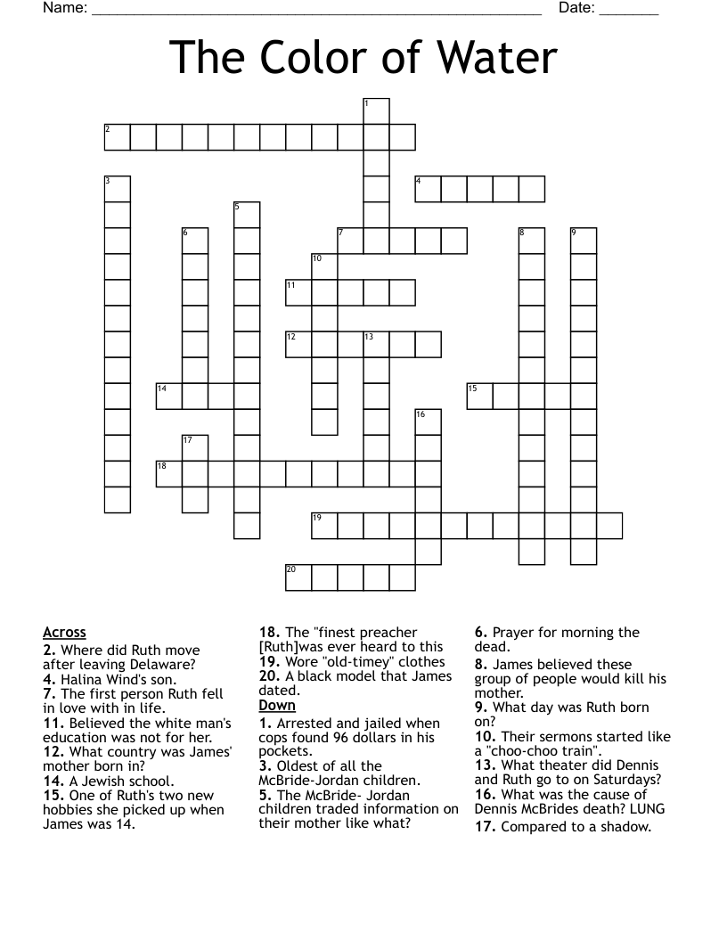 The Color of Water  Crossword