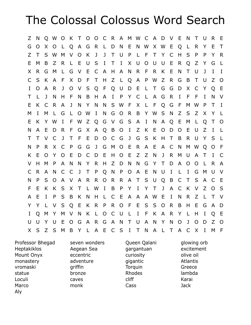 The Colossal Colossus Word Search
