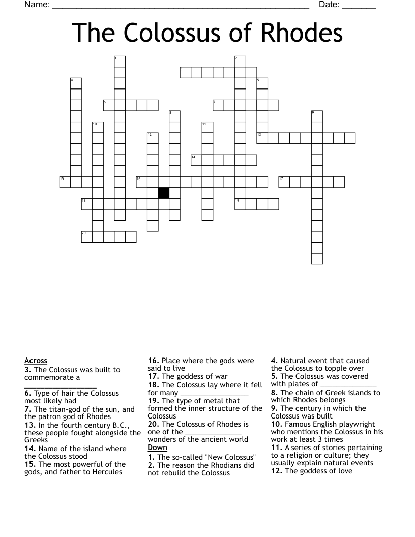The Colossus of Rhodes Crossword