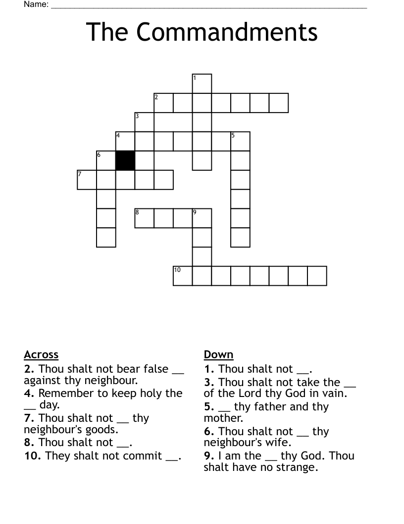 The Commandments Crossword