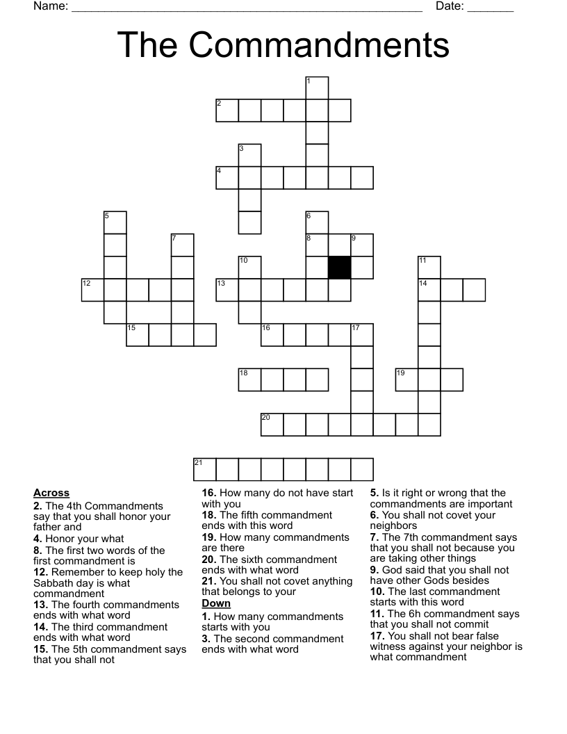 The Commandments Crossword