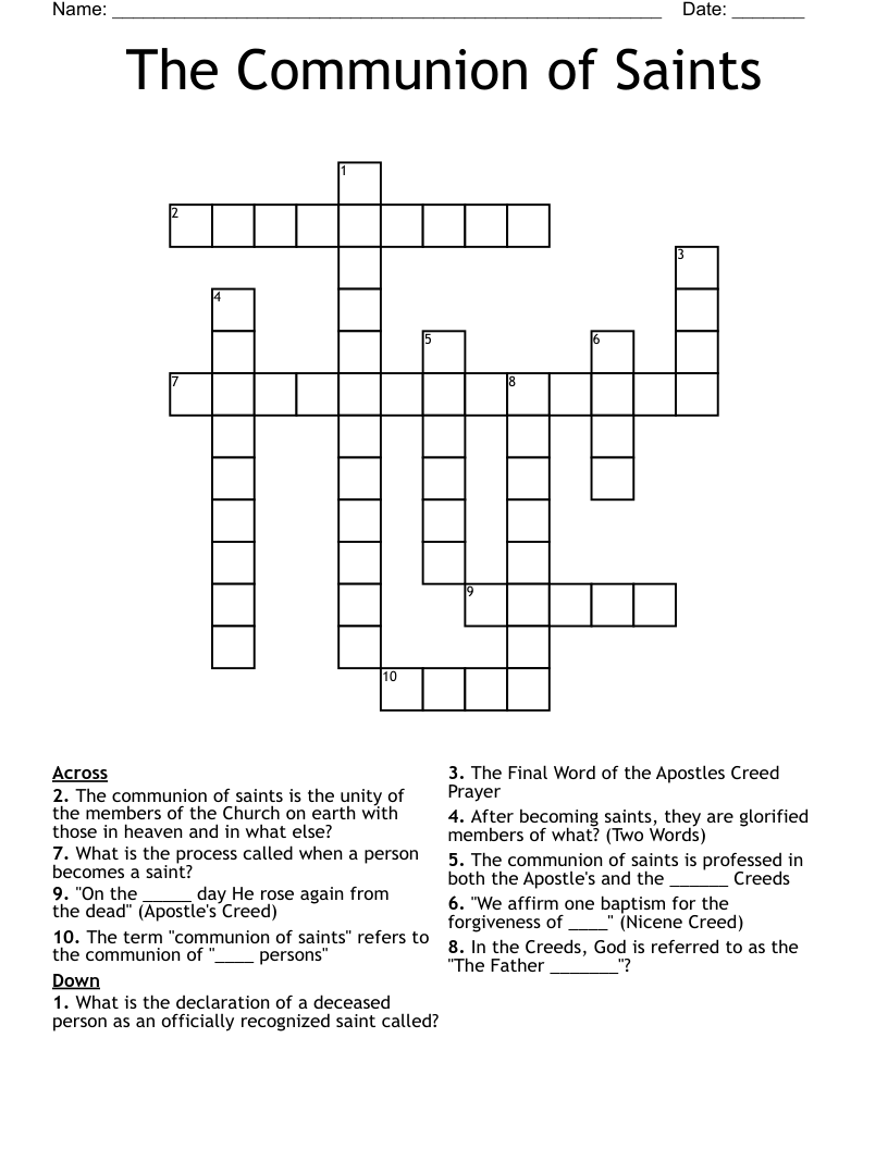 The Communion of Saints Crossword