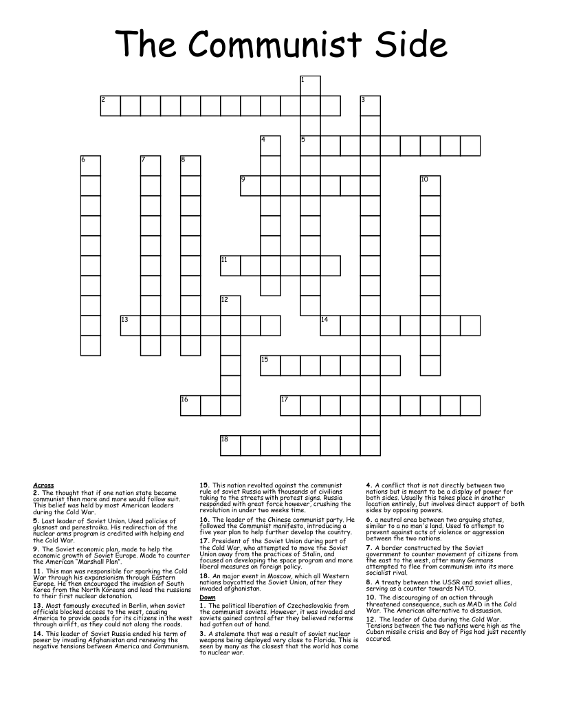 The Communist Side Crossword