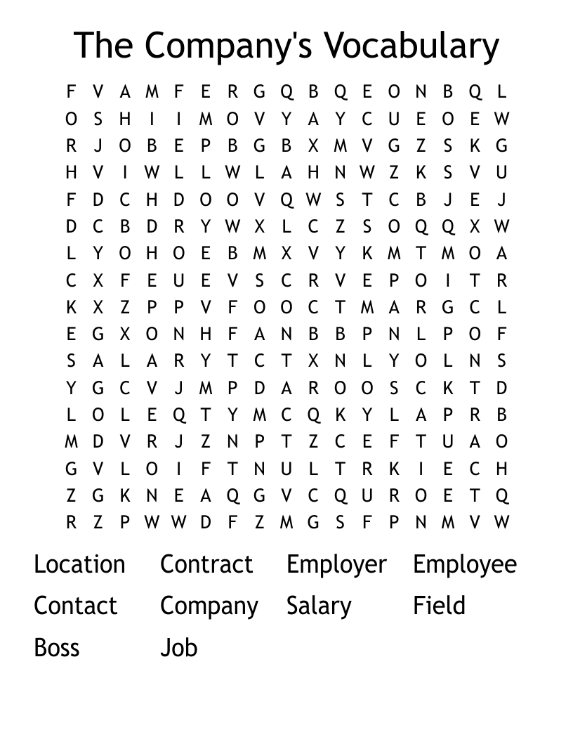 The Company's Vocabulary 