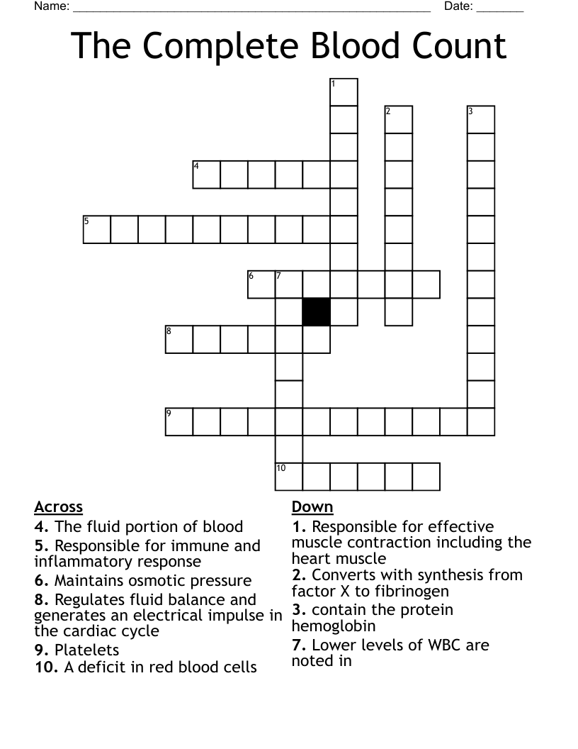 The Complete Blood Count Crossword