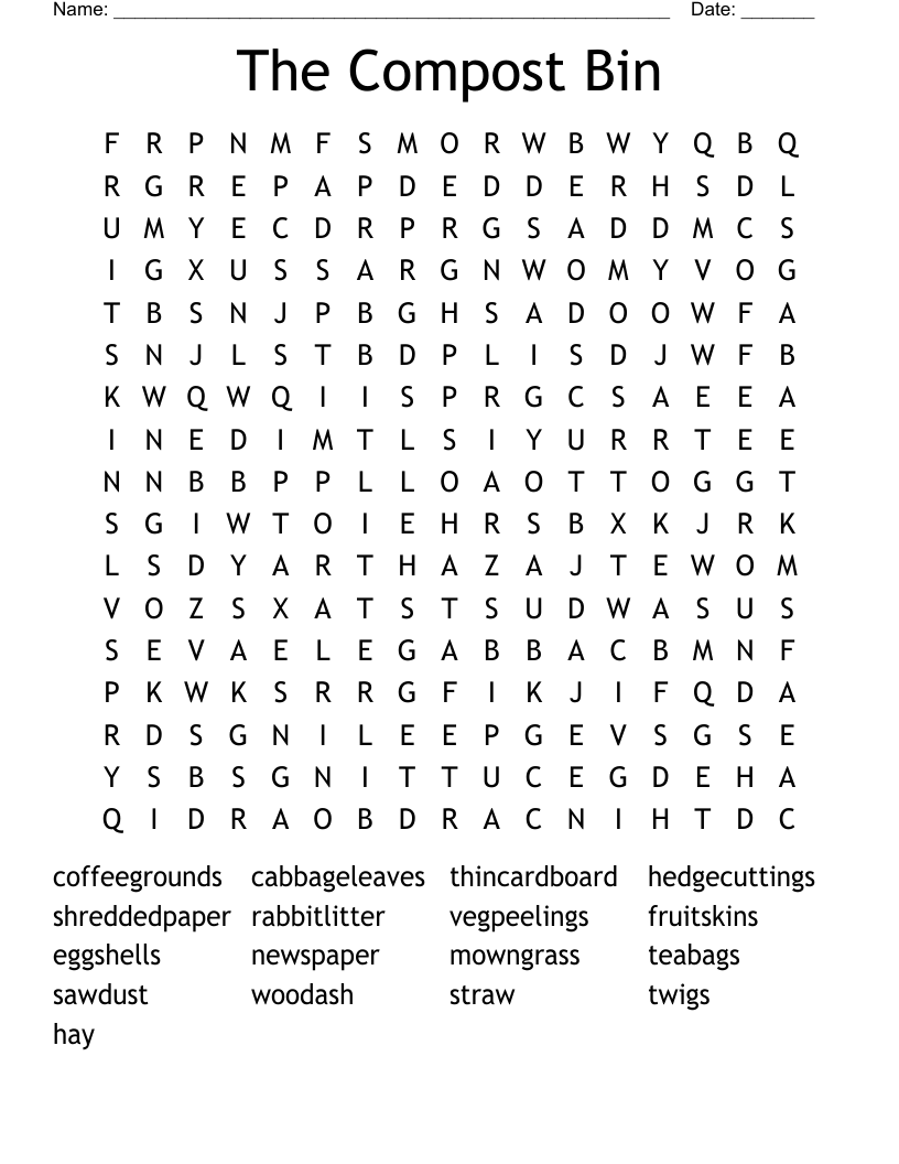 The Compost Bin Word Search