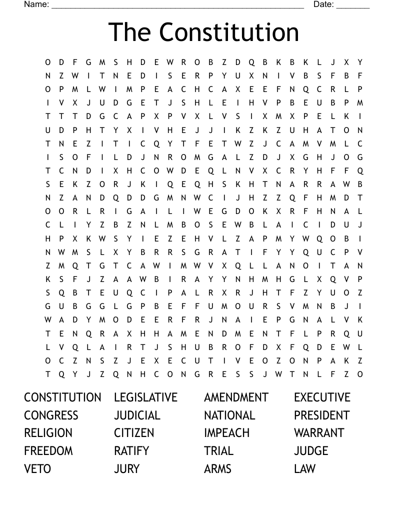 The Constitution Word Search