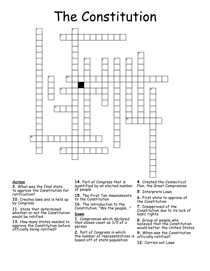 The Constitution Crossword