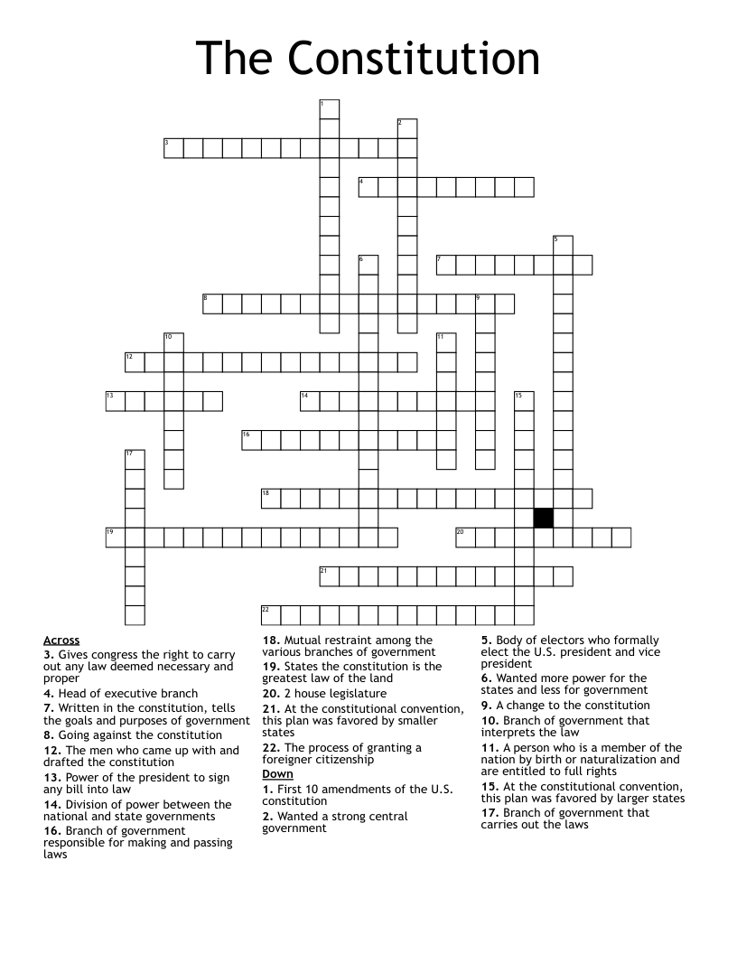 The Constitution Crossword