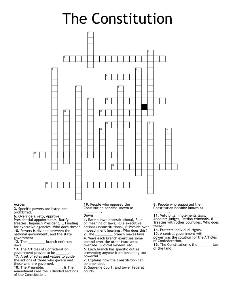 The Constitution Crossword