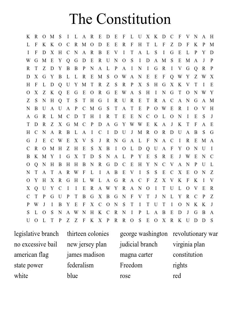 The Constitution Word Search