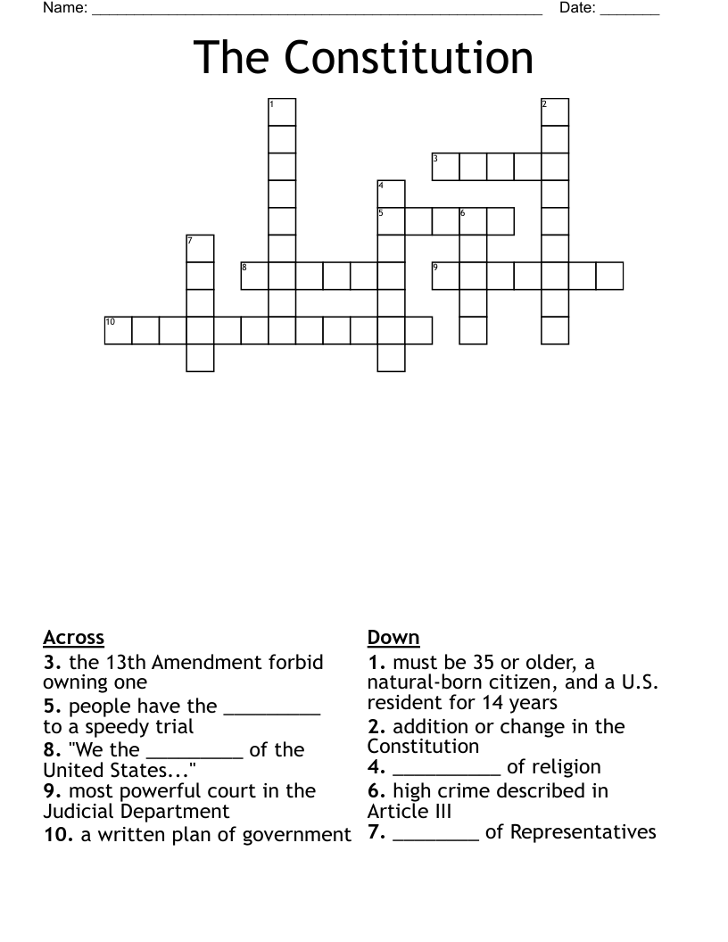 The Constitution Crossword