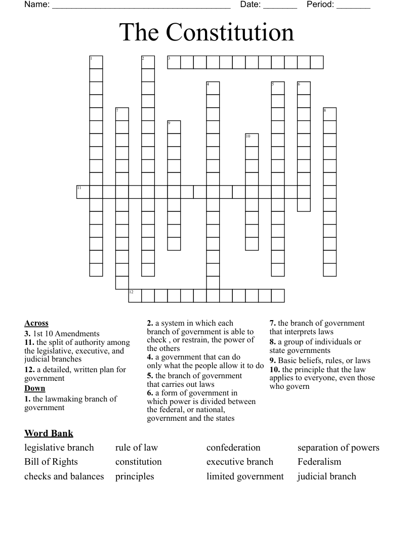 The Constitution Crossword
