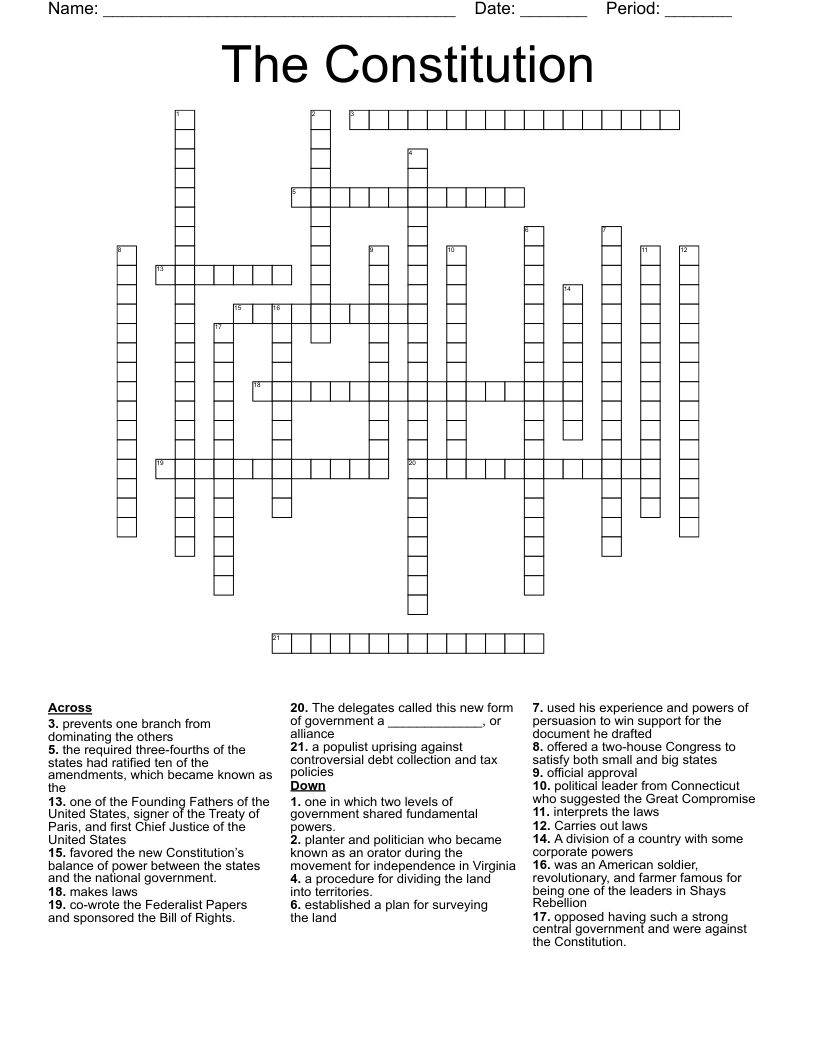 The Constitution Crossword