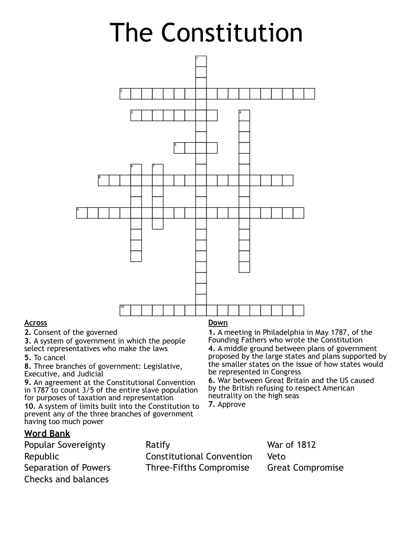 The Constitution Crossword