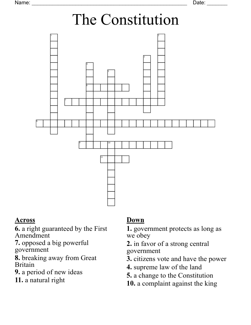 The Constitution Crossword