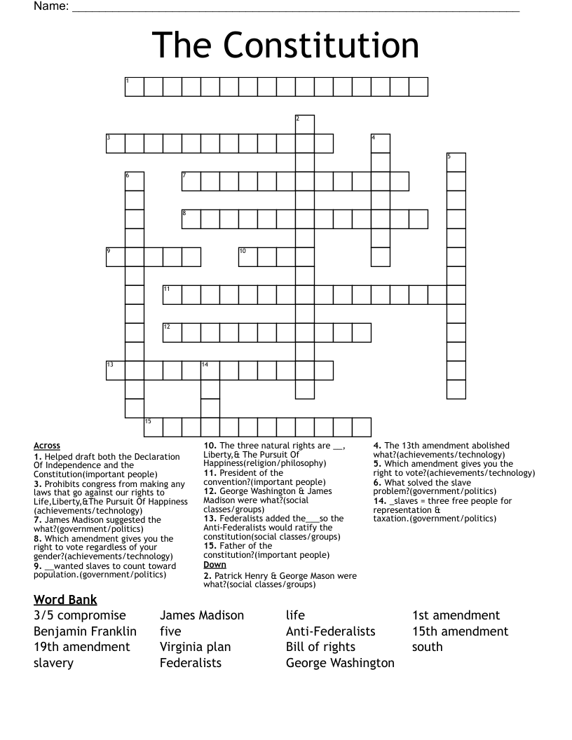 The Constitution Crossword