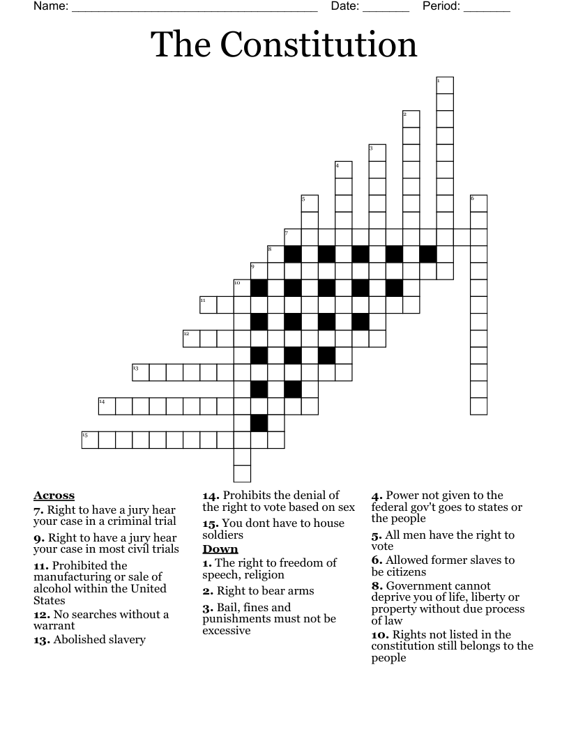 The Constitution  Crossword