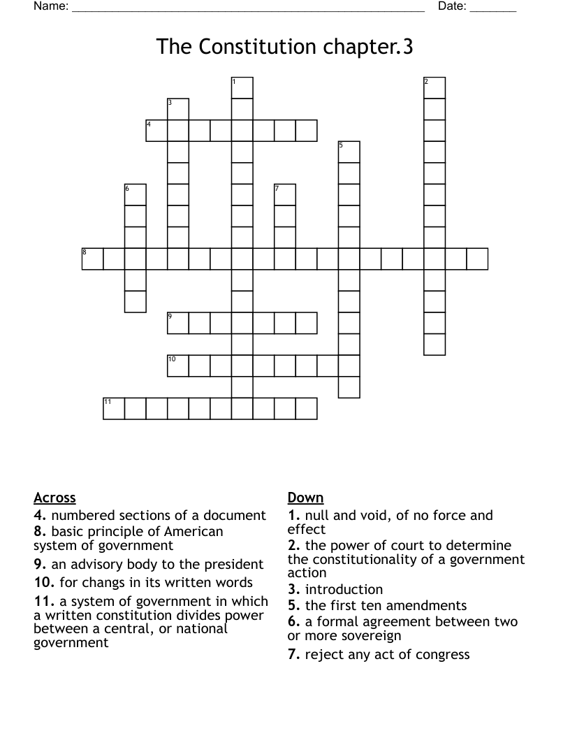 The Constitution                               chapter.3 Crossword