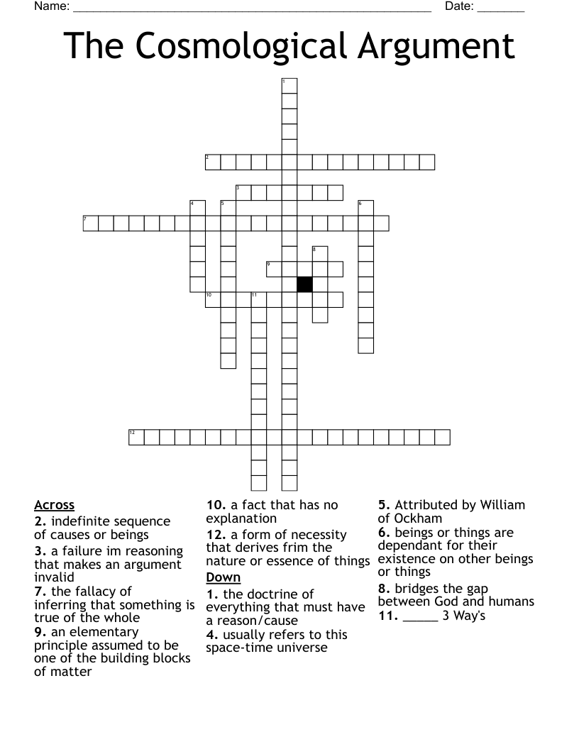 The Cosmological Argument Crossword