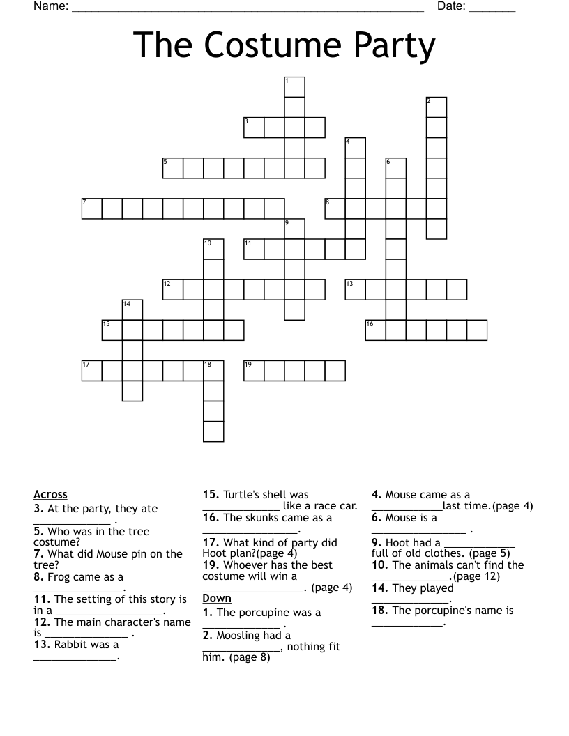 The Costume Party Crossword