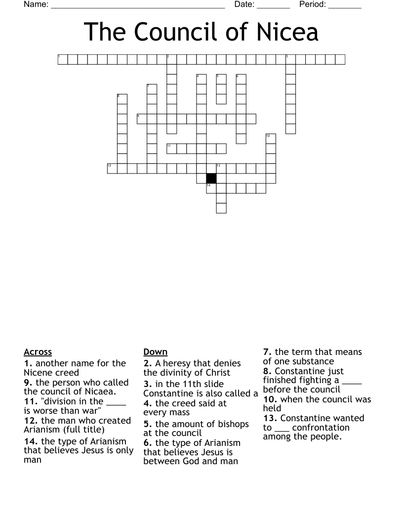 The Council of Nicea Crossword
