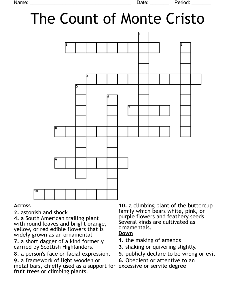 The Count of Monte Cristo  Crossword