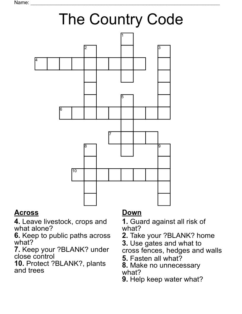The Country Code Crossword