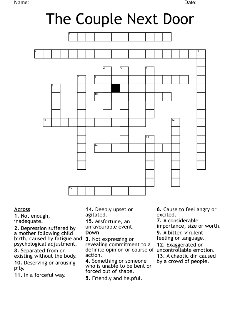 The Couple Next Door Crossword