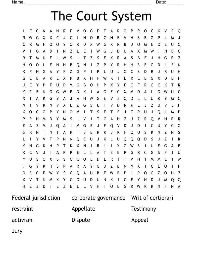 The Court System Word Search