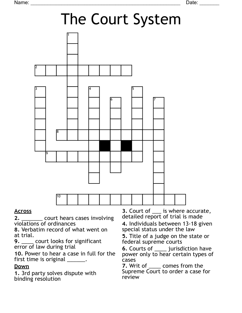 The Court System Crossword