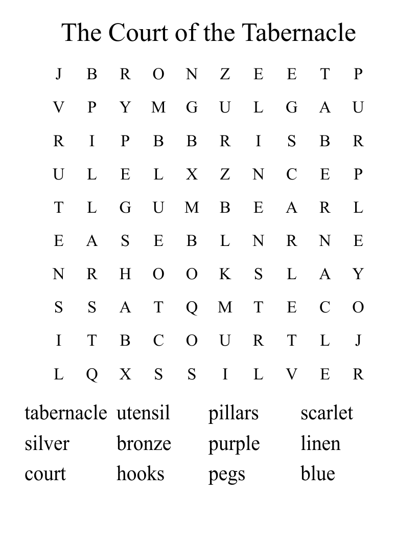 The Court of the Tabernacle Word Search