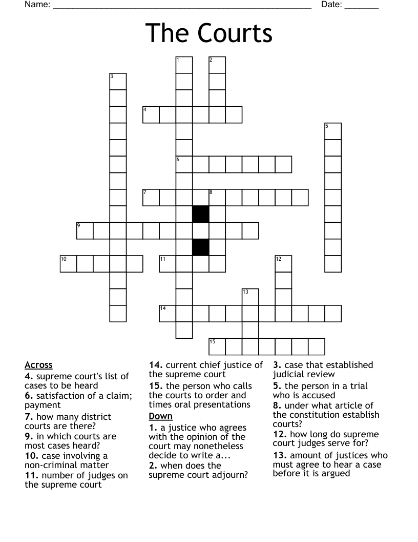 The Courts Crossword