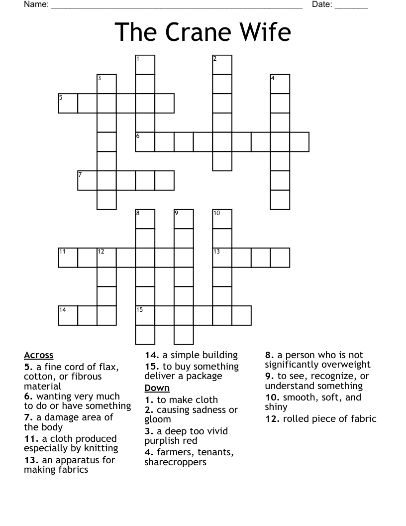The Crane Wife Crossword