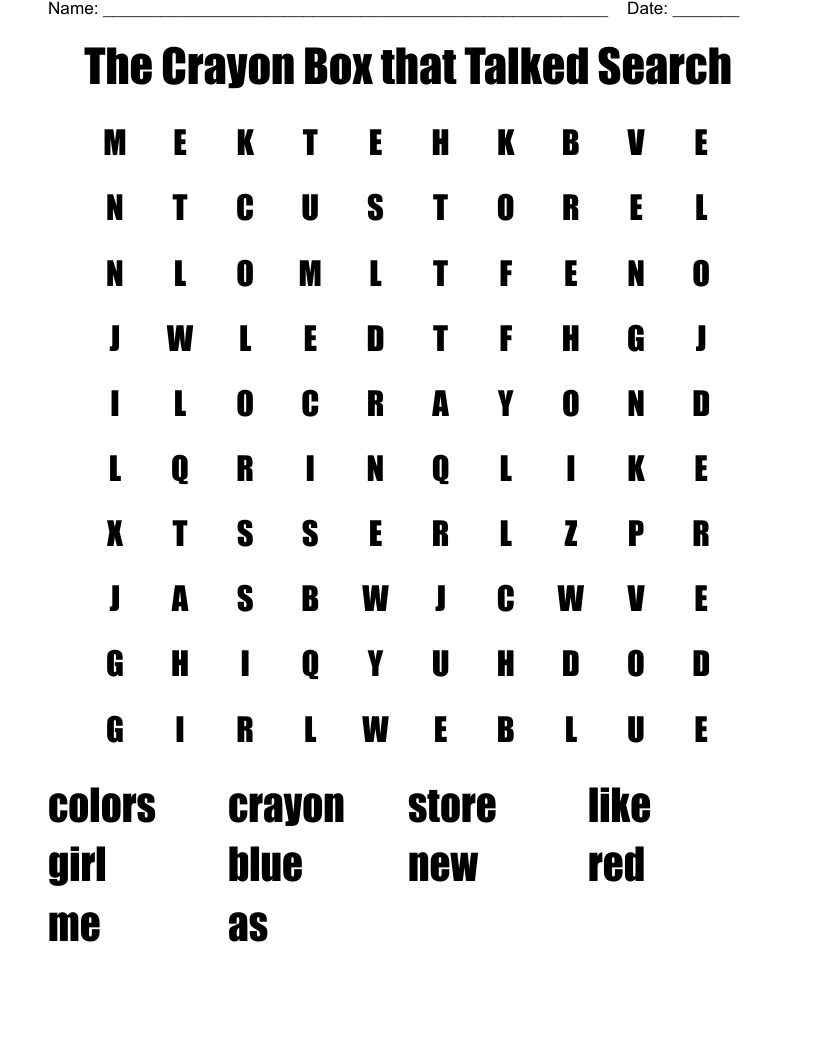 The Crayon Box that Talked Search Word Search