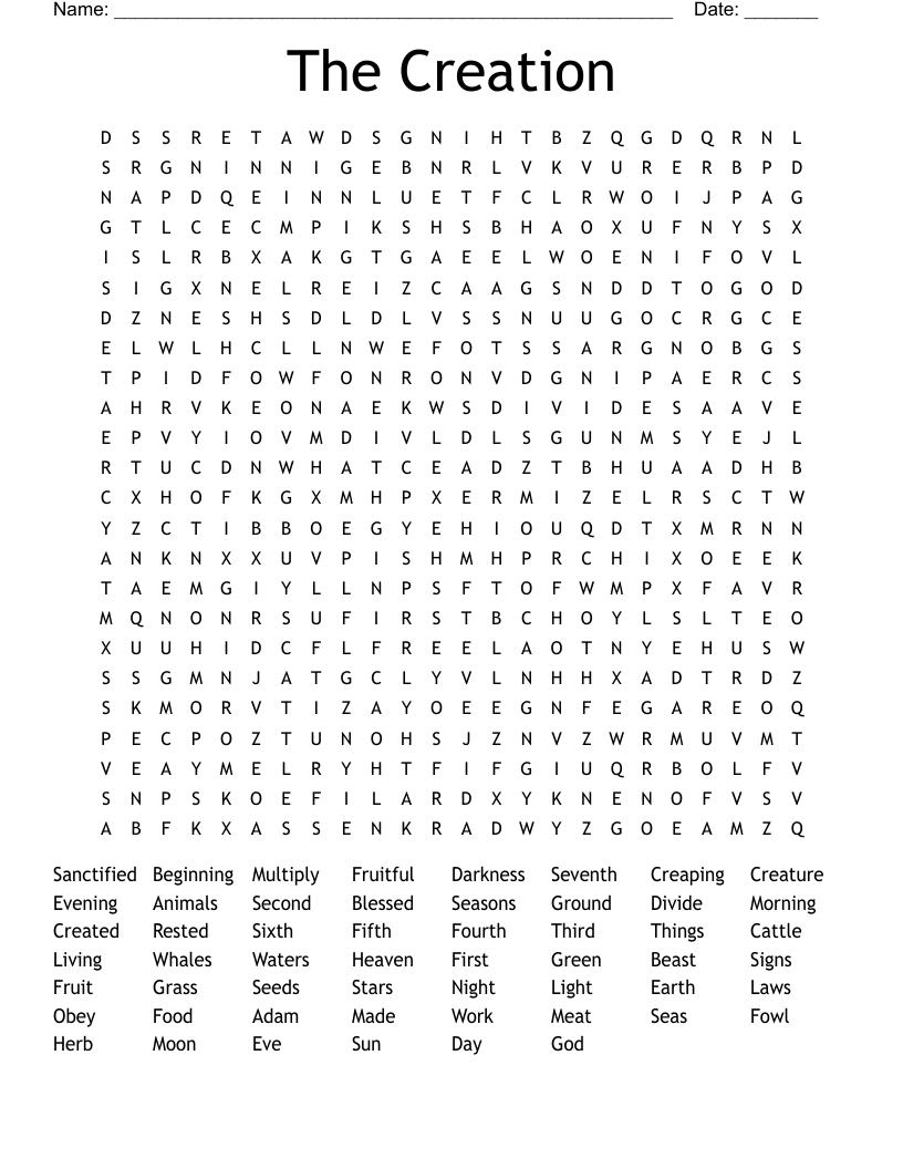 The Creation Word Search
