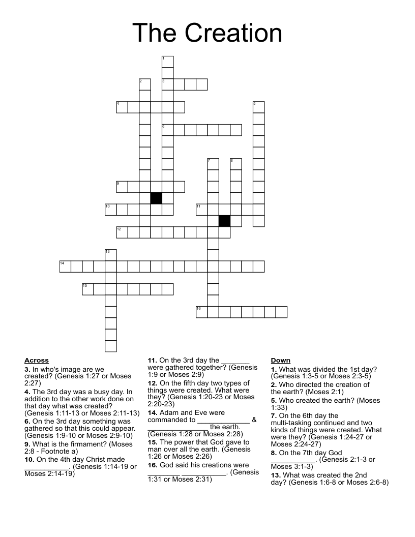 The Creation Crossword