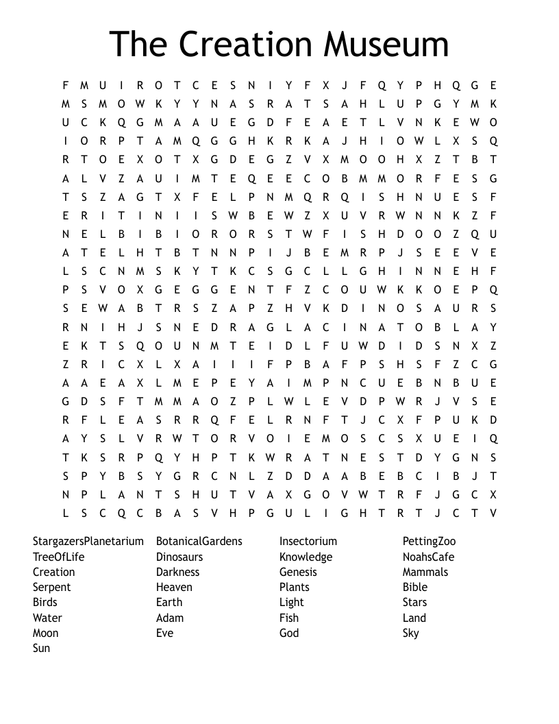 The Creation Museum Word Search