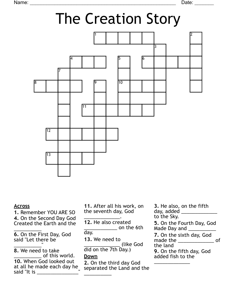 The Creation Story Crossword