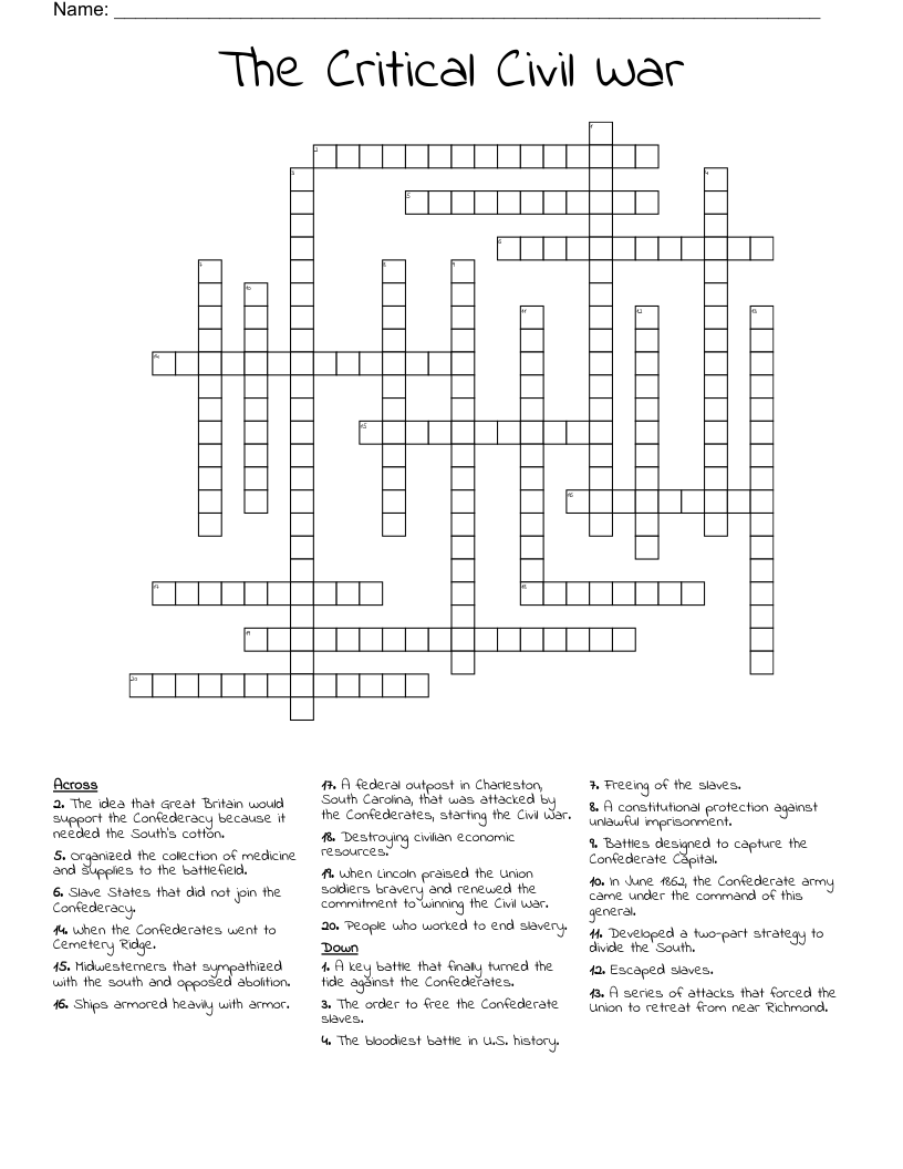 The Critical Civil War Crossword