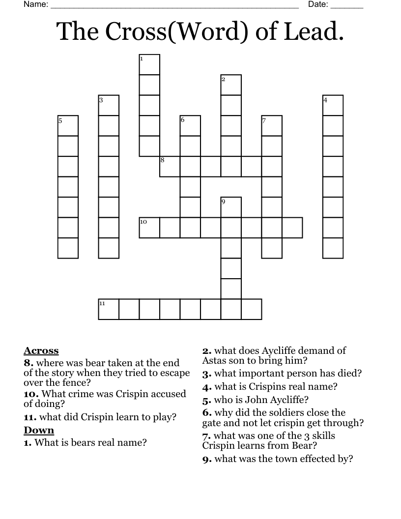 The Cross(Word) of Lead. Crossword