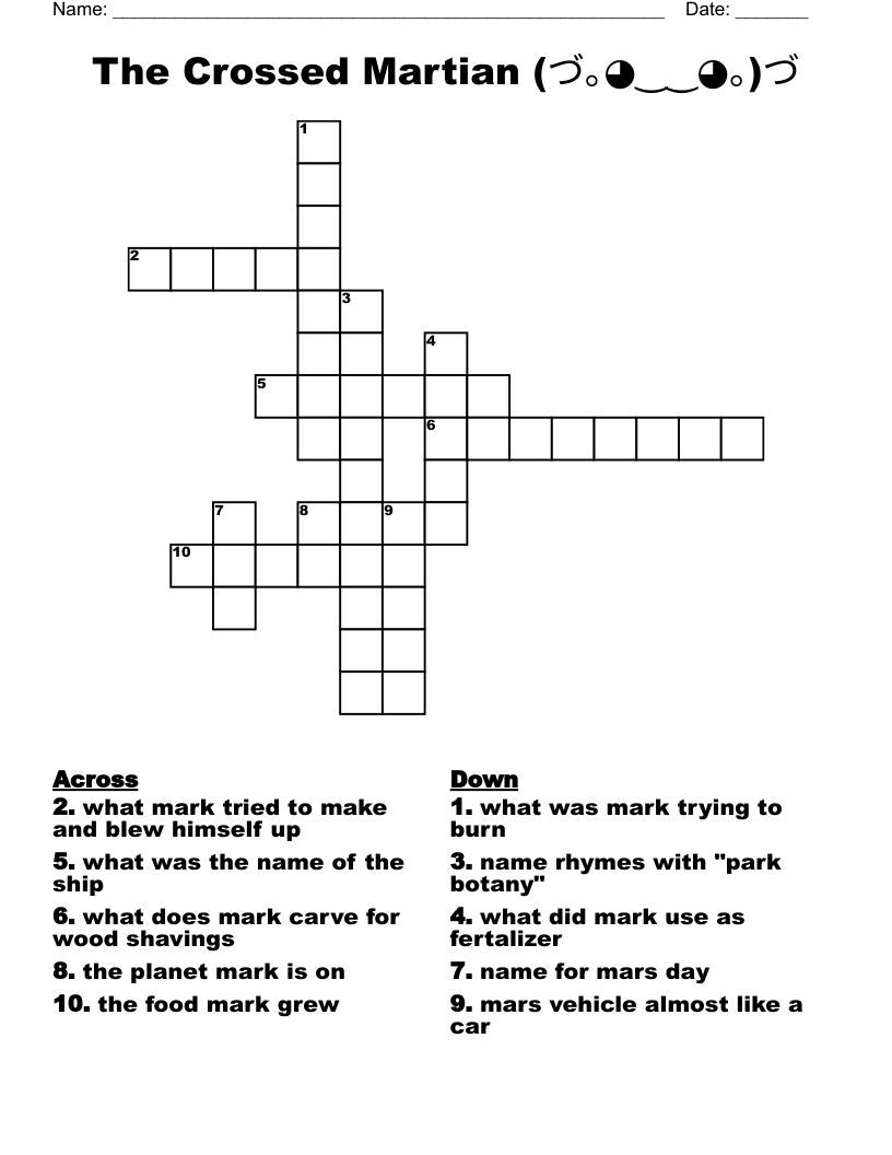 The Crossed Martian (づ｡◕‿‿◕｡)づ Crossword