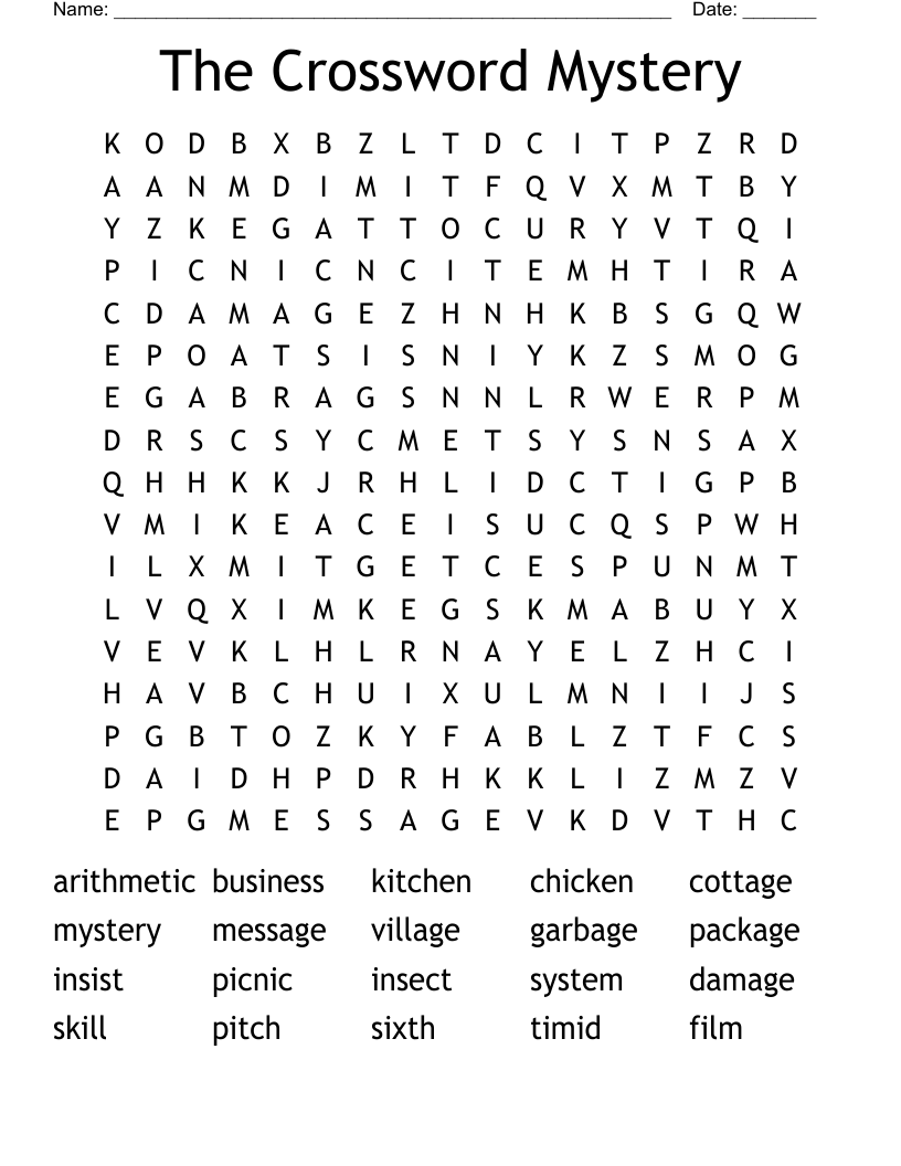 The Crossword Mystery Word Search